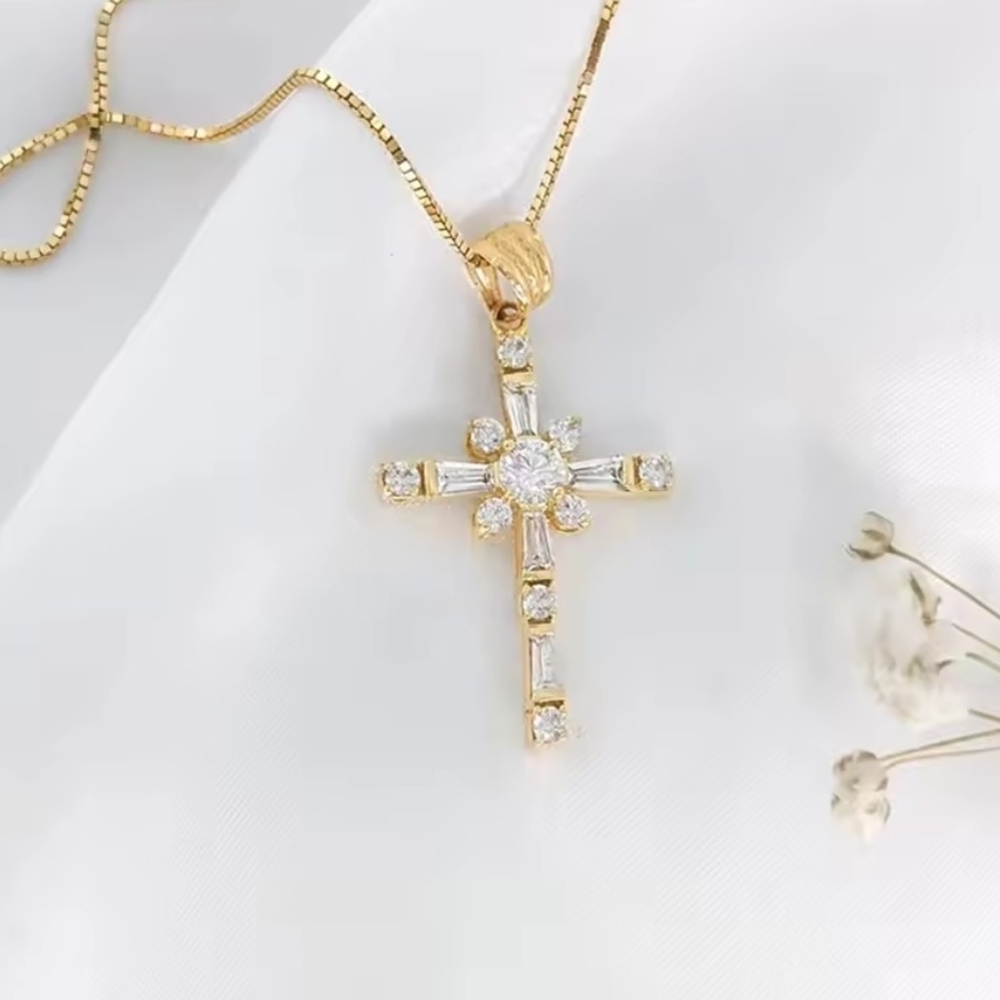 Elegant Gold Plated Cross Pendant Necklace